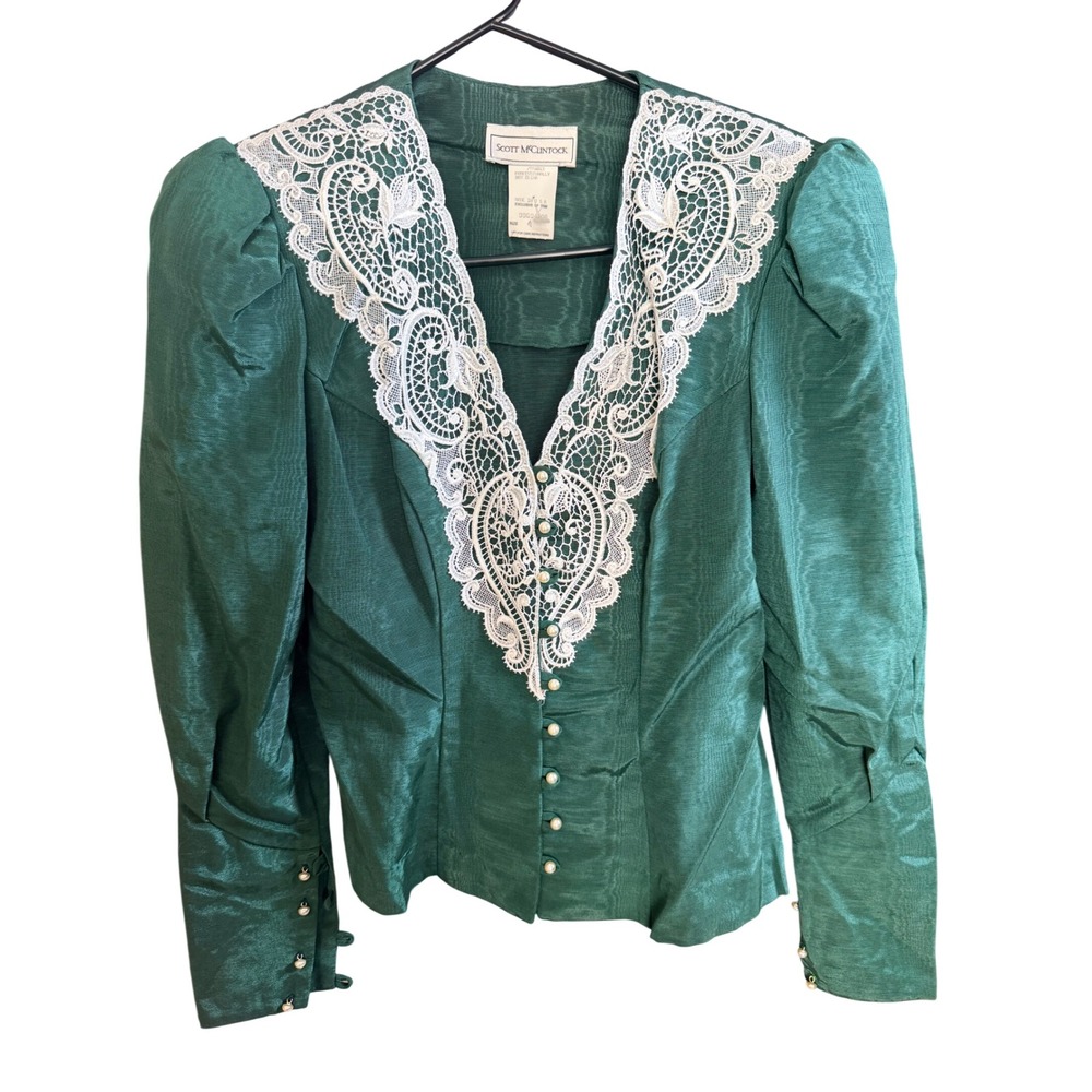Scott McClintock Evening Top 4 Green Lace Pearl Vintage Acetate